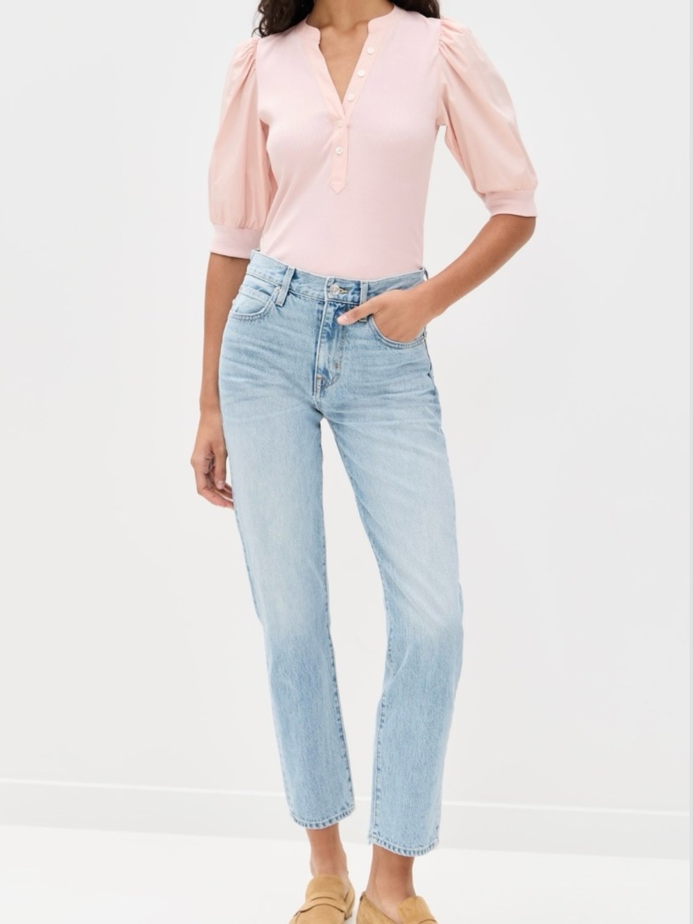 Veronica Beard Coralee High Volume Poplin Puff Sleeve Top Pink Size XS
